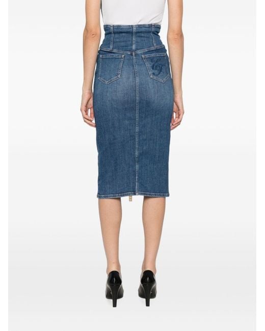 Elisabetta Franchi Blue Denim Cotton Skirt