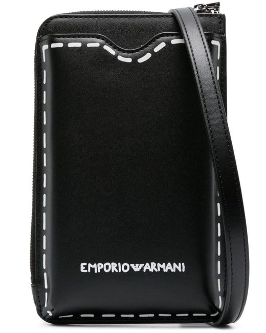 Emporio Armani Black Logo-print Wallet Phone Pouch