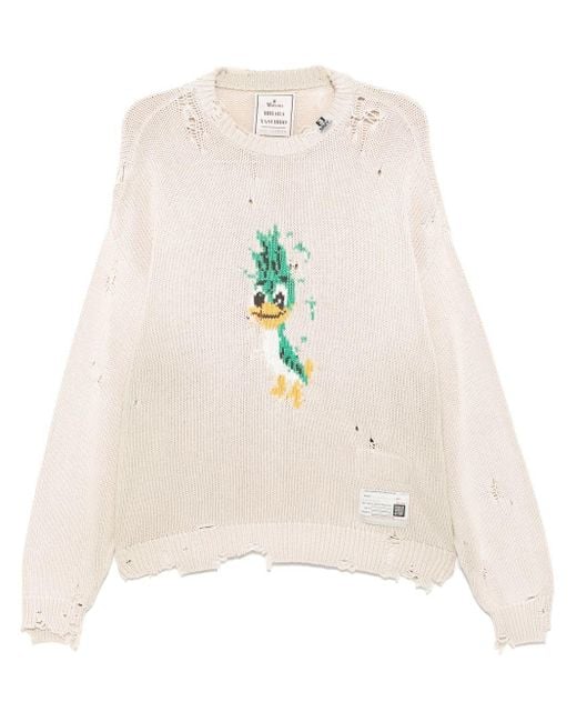 Maison Mihara Yasuhiro White Sweater With Lived-In Effect for men