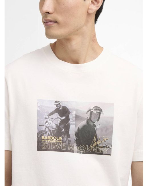 Barbour White Printed T-Shirt for men