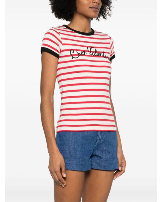 Valentino Red Chez Striped T-Shirt