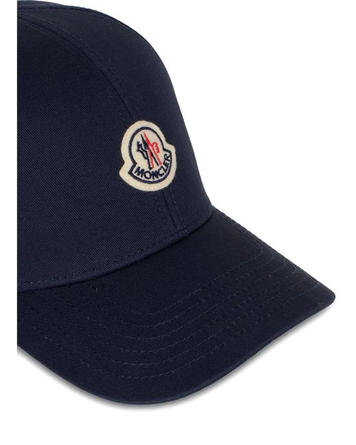 Moncler Blue Logo Cotton Baseball Cap for men