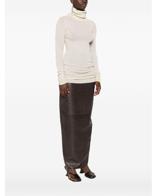 Maglione A Coste Con Collo Alto di Rick Owens in White