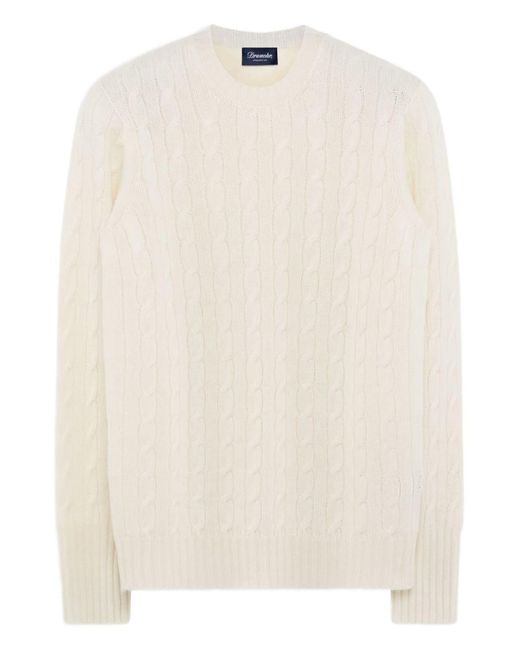 Drumohr Natural Wool Sweater With Cables for men
