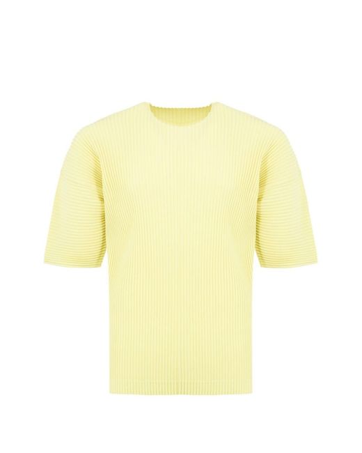 Homme Plissé Issey Miyake Yellow Pleated Top for men