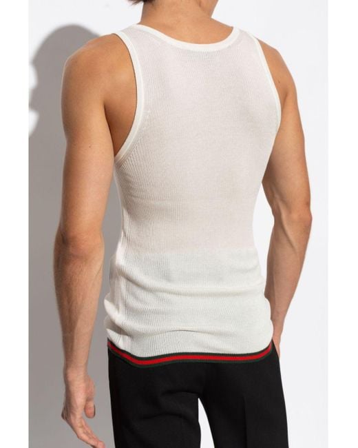 Gucci White Tank Top With Logo for men