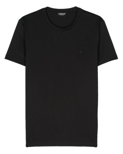 Dondup Black Logo-rubberised Cotton T-shirt for men