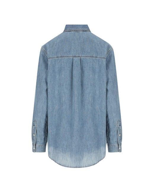 Miu Miu Blue Logo Cotton Shirt