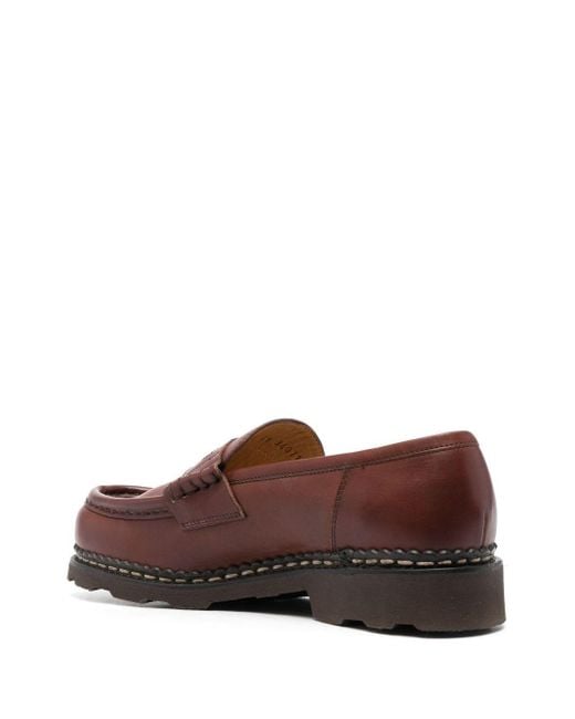 Paraboot Brown Orsay Leather Loafers