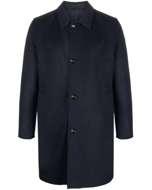 KIRED Blue Spread-collar Single-breasted Coat for men