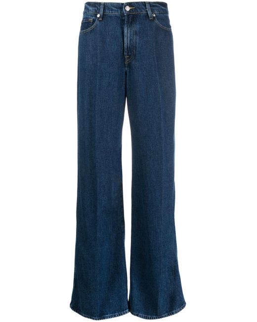 7 For All Mankind Blue Wide Leg Denim Jeans