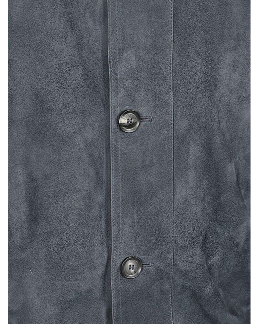 Brioni Blue Suede Leather Padded Vest for men