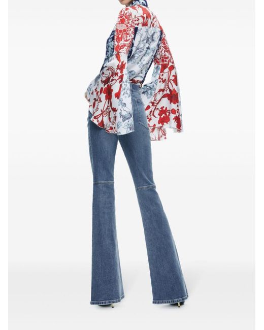 Alice + Olivia Red Willa Floral Print Shirt