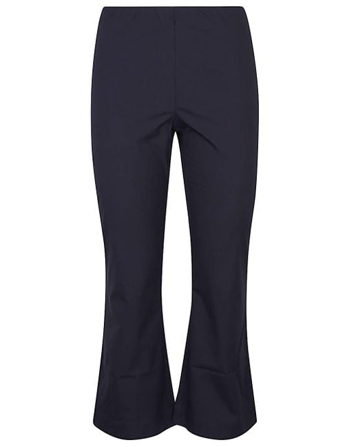 Liviana Conti Blue Cropped Flared Cotton Blend Trousers