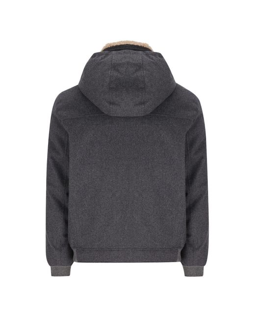 Brunello Cucinelli Gray Wool Down Jacket for men