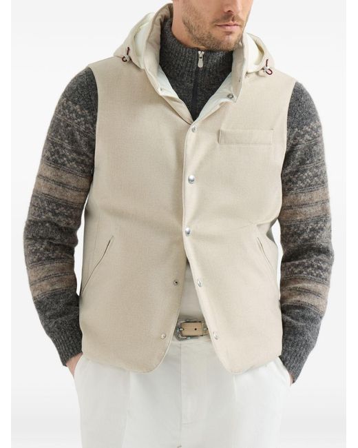 Brunello Cucinelli White Wool Padded Vest for men