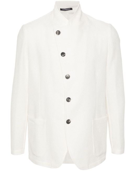 Emporio Armani White Knitted Single-breasted Jacket for men