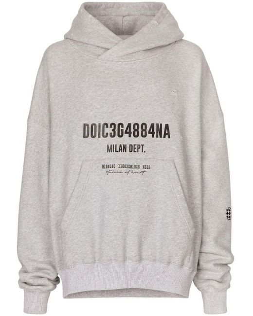 Dolce & Gabbana Gray Logo-print Hoodie for men