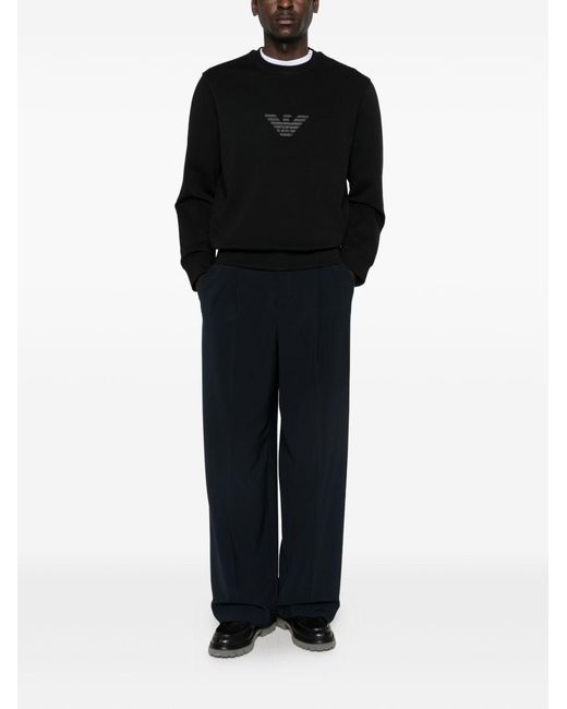 Emporio Armani Black Logo Cotton Sweatshirt for men