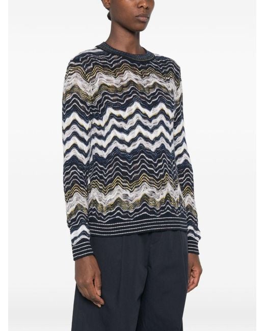 Missoni Blue Zig Zag Motif Wool Sweater