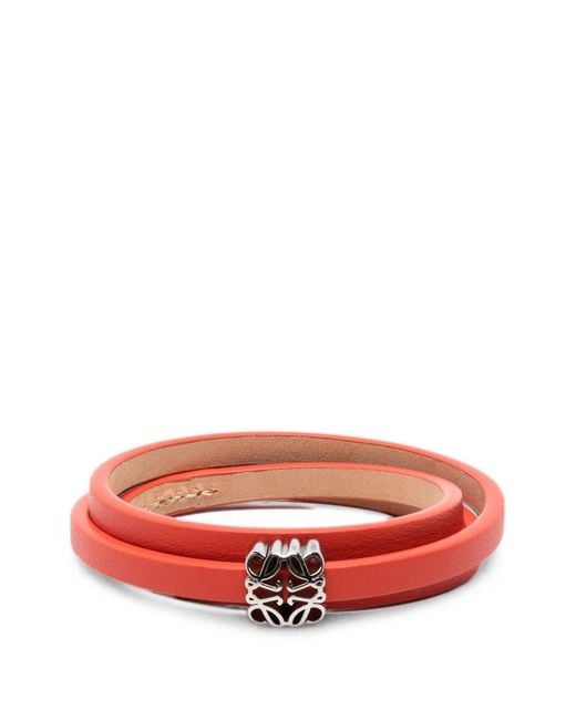 Loewe Red Anagram Bombé Leather Bracelet