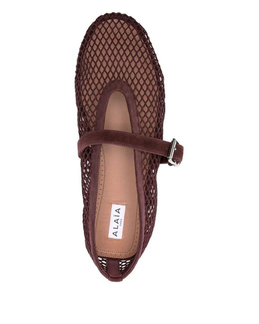 Alaïa Brown Fishnet Ballet Flats