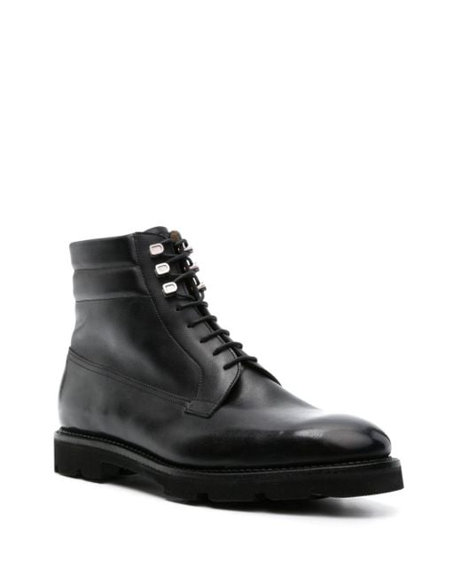 John Lobb Black Alder Leather Ankle Boots for men