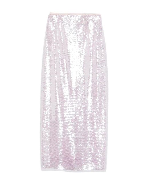 Forte_forte White Sequined Long Skirt