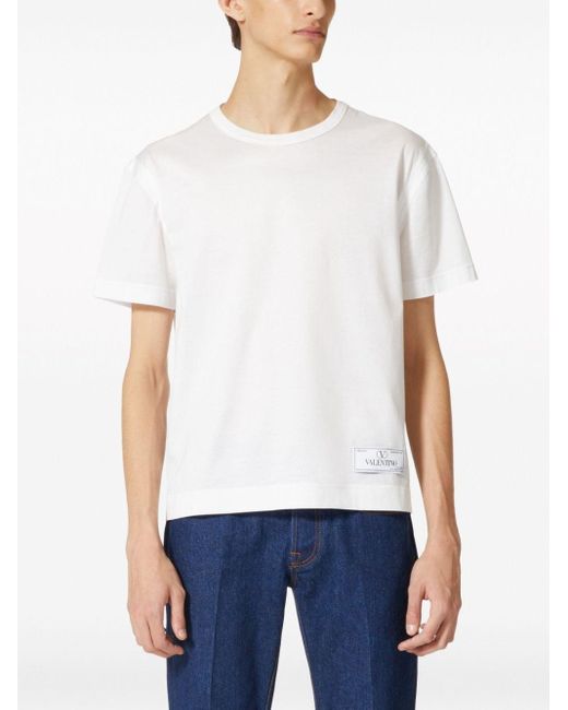 T-shirt In Cotone Con Logo di Valentino in White da Uomo