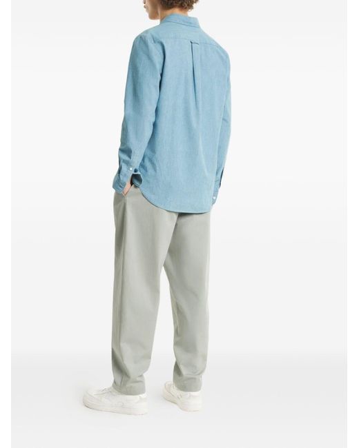 Maison Kitsuné Blue Profile Fox Cotton Shirt for men