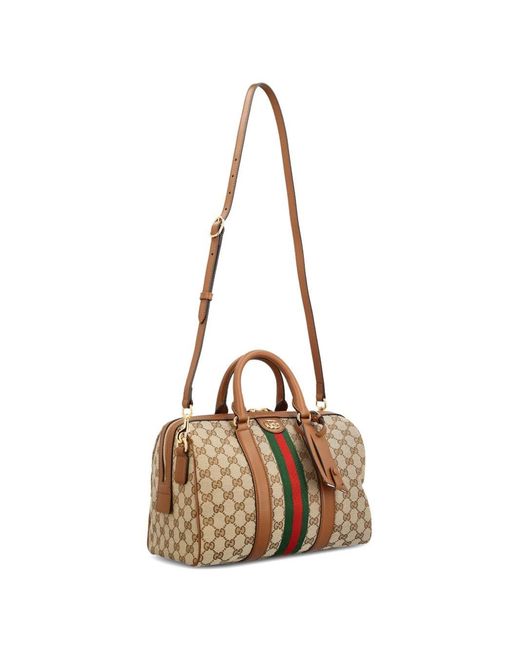Gucci Brown Ophidia Gg Boston Bag