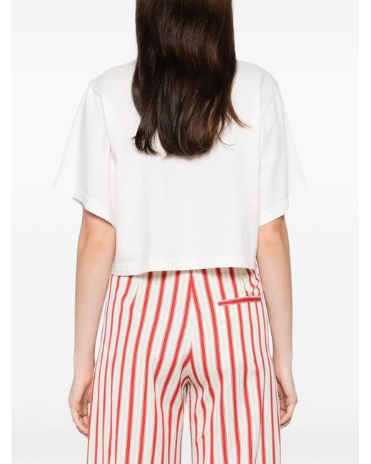Forte_forte White Embroidered Cotton T-Shirt