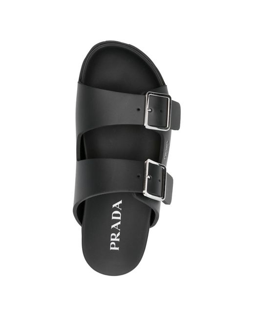 Prada Black Flat Sandals for men