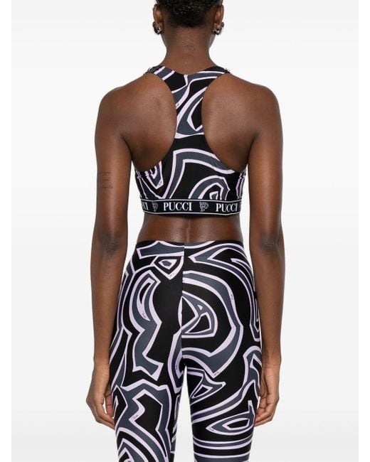 Emilio Pucci Black Printed Bra