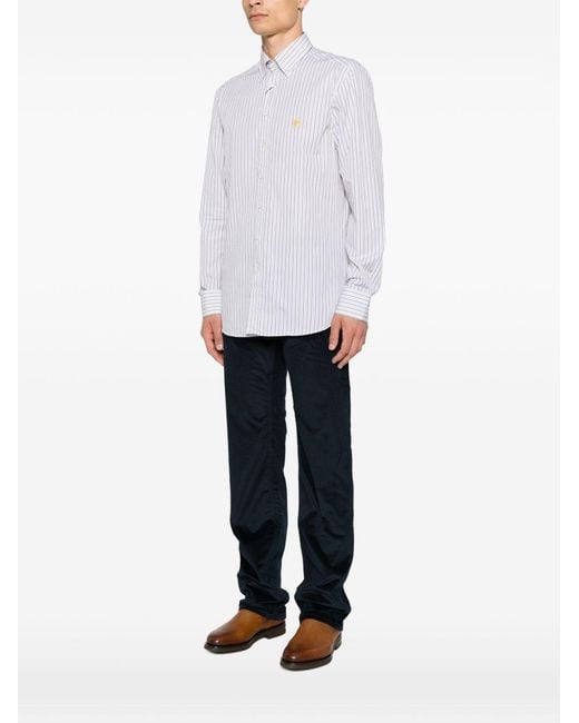 Etro White Striped Cotton Shirt for men