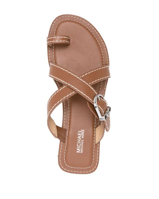 MICHAEL Michael Kors Brown Ashton Leather Flat Sandal