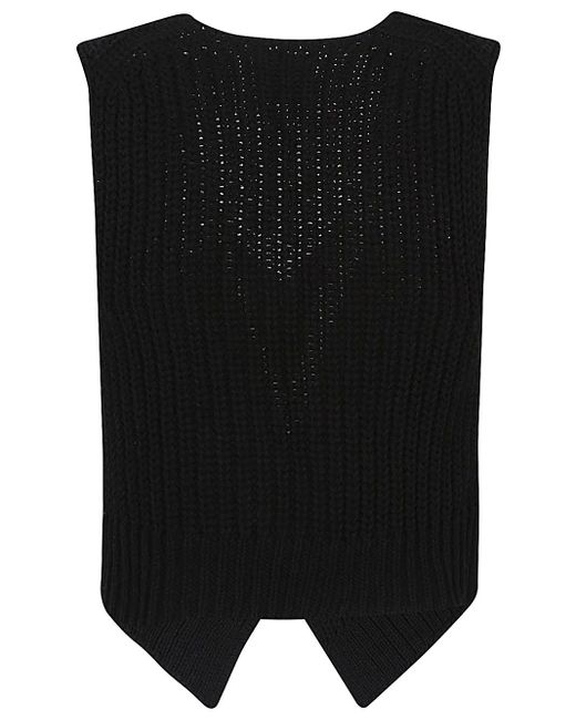 Alysi Black Knitted Cotton Vest