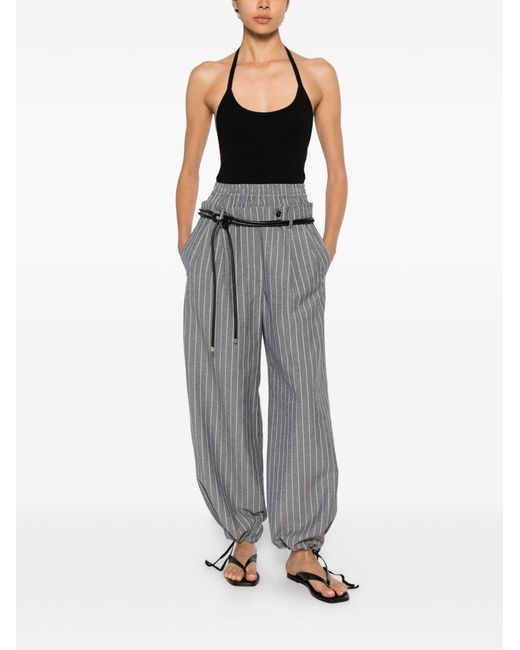 White Sand Gray Linen Blend Trousers