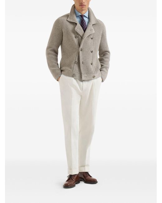 Brunello Cucinelli Gray Cashmere Cardigan for men