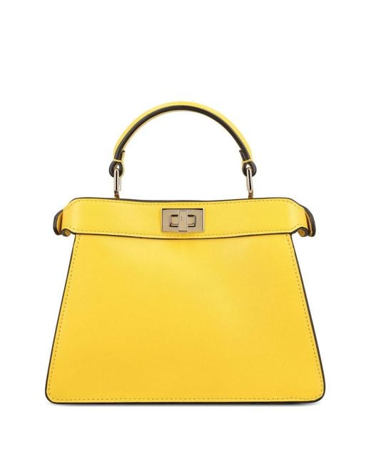 Fendi Yellow Peekaboo Iseeu Petite Leather Handbag