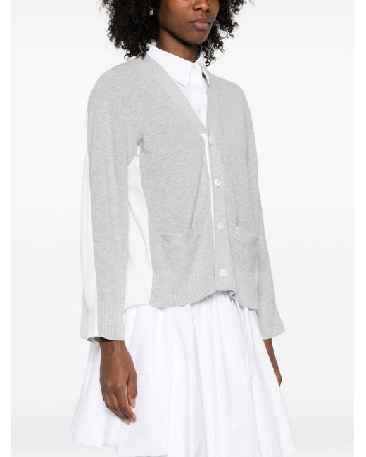 Sacai White Cotton Cardigan