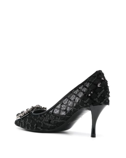Roger Vivier Black Flower Strass Pumps