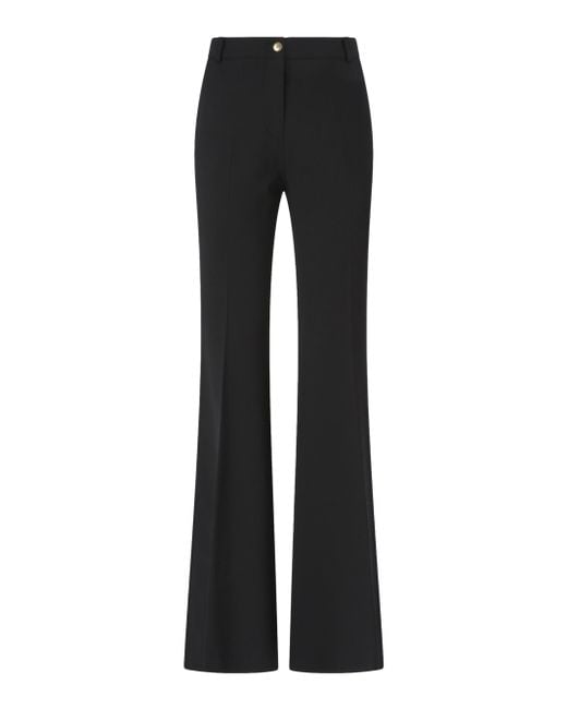Pinko Black Tailored High-Waisted Flared Trousers With Polished Button Detail