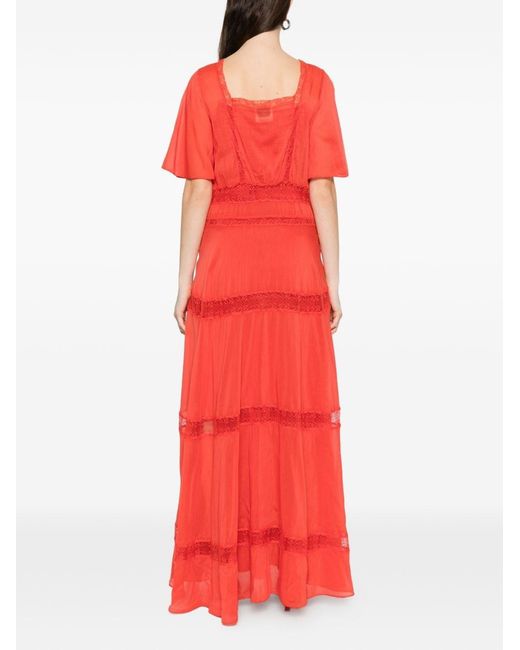 Forte_forte Red Cotton And Silk V-Necked Dress