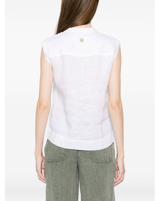 Trame Auree White Linen Blouse
