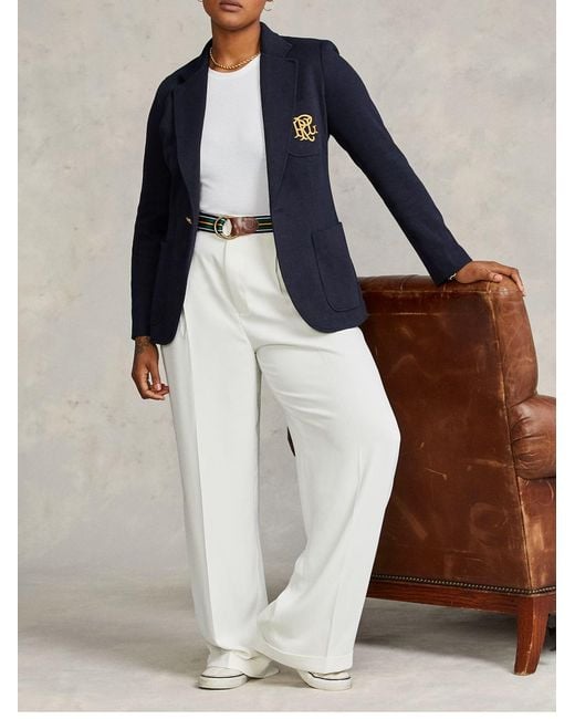 Ralph Lauren Blue 26Ss Monogram Knit Blazer