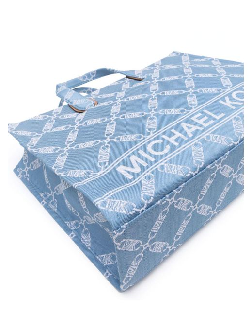Michael Kors Blue Denim Multicolour Canvas Blauwe Tote Bag