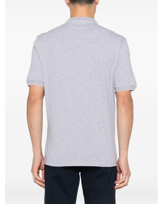 Brunello Cucinelli White Logo Cotton Polo Shirt for men