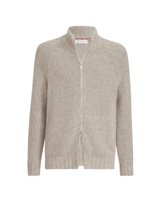 Brunello Cucinelli White Cashmere Cardigan for men