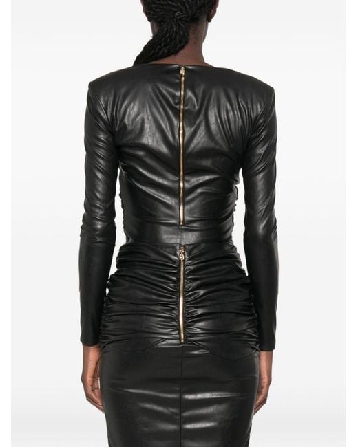 Elisabetta Franchi Black Twist-Detail Long-Sleeve Bodysuit